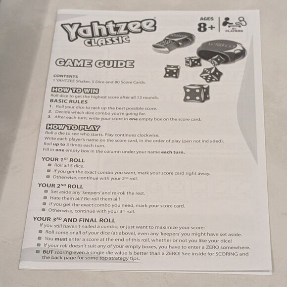 Yahtzee Classic Hasbro Games (00950) - Picture 6 of 8